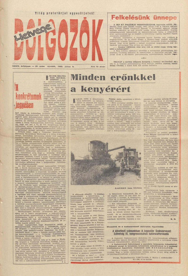 Dolgozók, 36. évf. 1982. július 8. 27. sz.