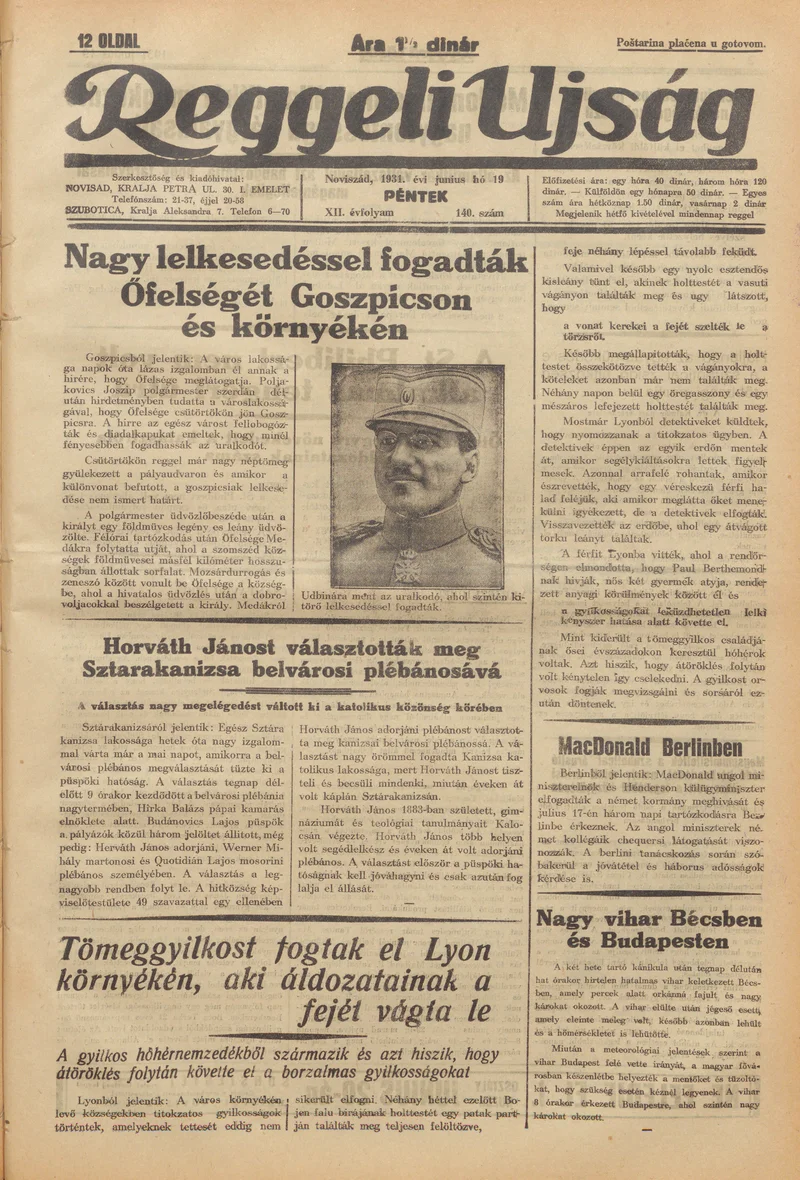 Reggeli Újság, 12. évf. 1931. június 19. 140. sz.