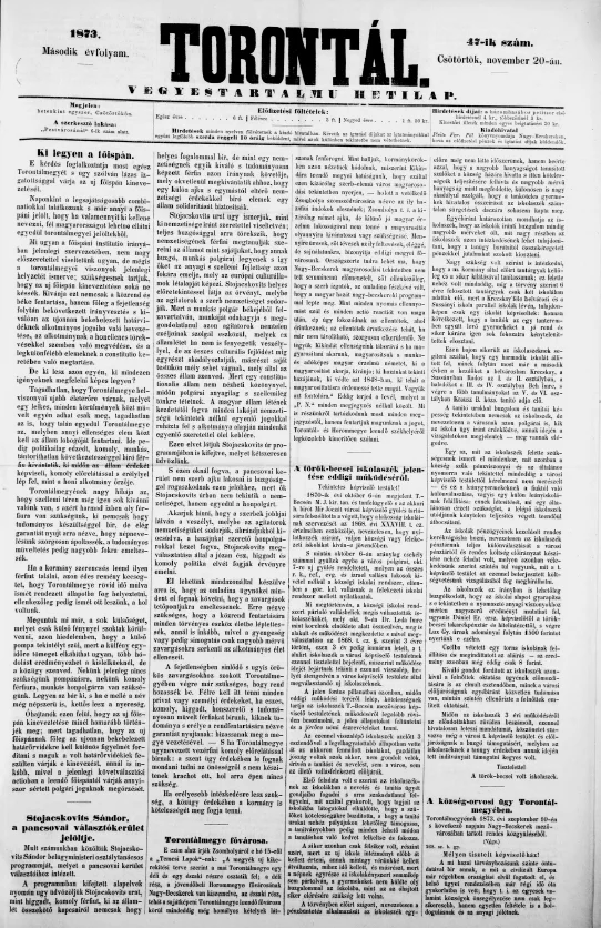 Torontál, 2. évf. 1873. november 20. 47. sz.