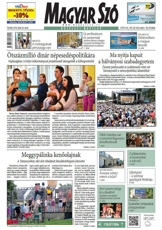 Magyar Szó, 75. évf. 2018. július 24. 169. sz. 1–20. oldal