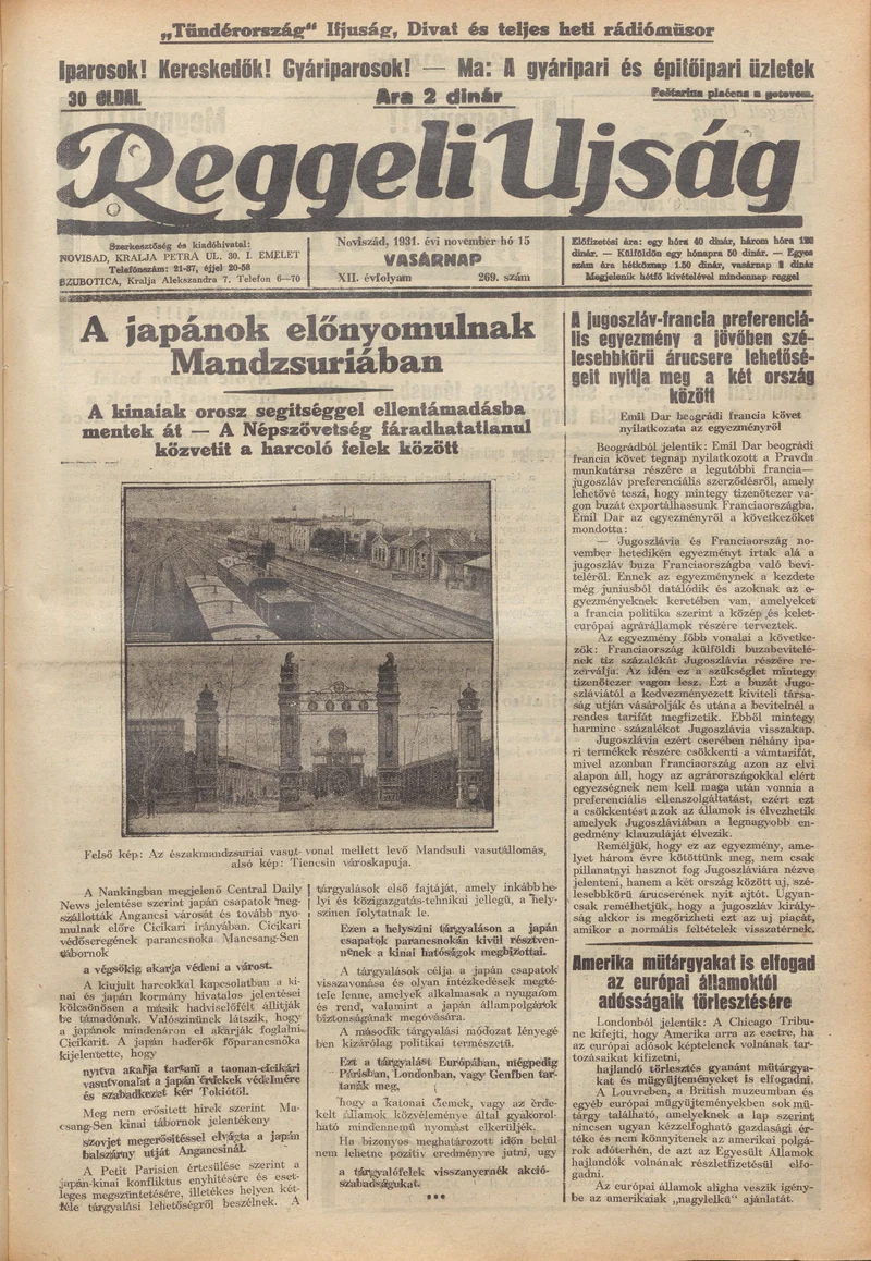 Reggeli Újság, 12. évf. 1931. november 15. 269. sz.