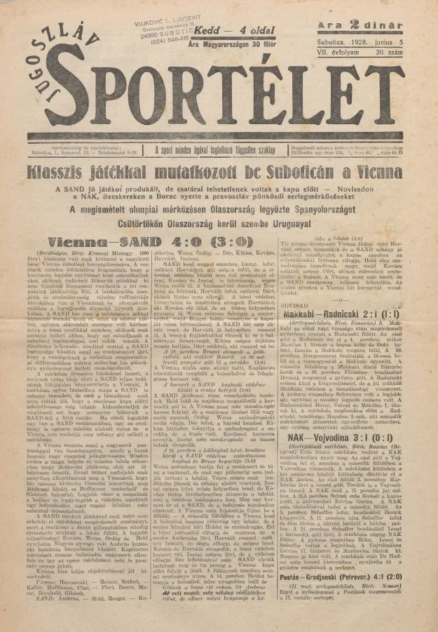 Jugoszláv sportélet, 7. évf. 1928. június 5. 20. sz.