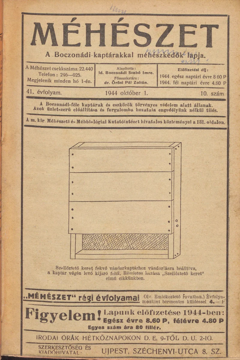 Méhészet, 41. évf. 1944. október 1. 10. sz.