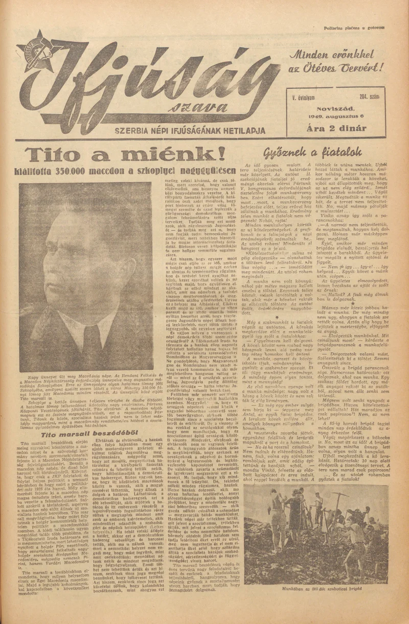 Ifjúság Szava, 5. évf. 1949. augusztus 6. 204. sz.