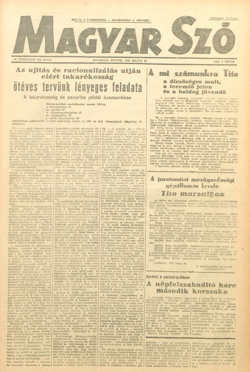 Magyar Szó, 4. évf. 1947. május 23. 128. sz. 1–6. oldal