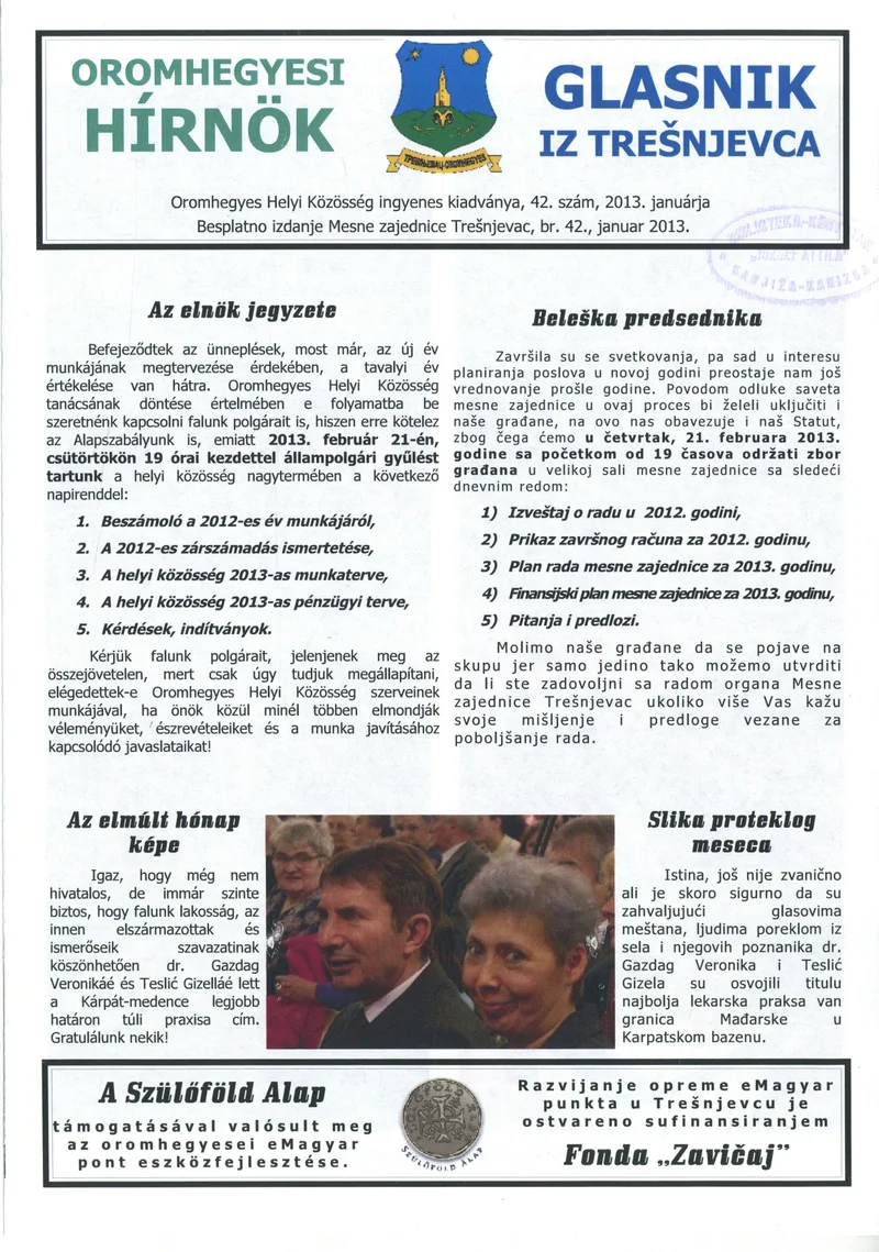 Oromhegyesi Hínök 2013. január. 42. sz.
