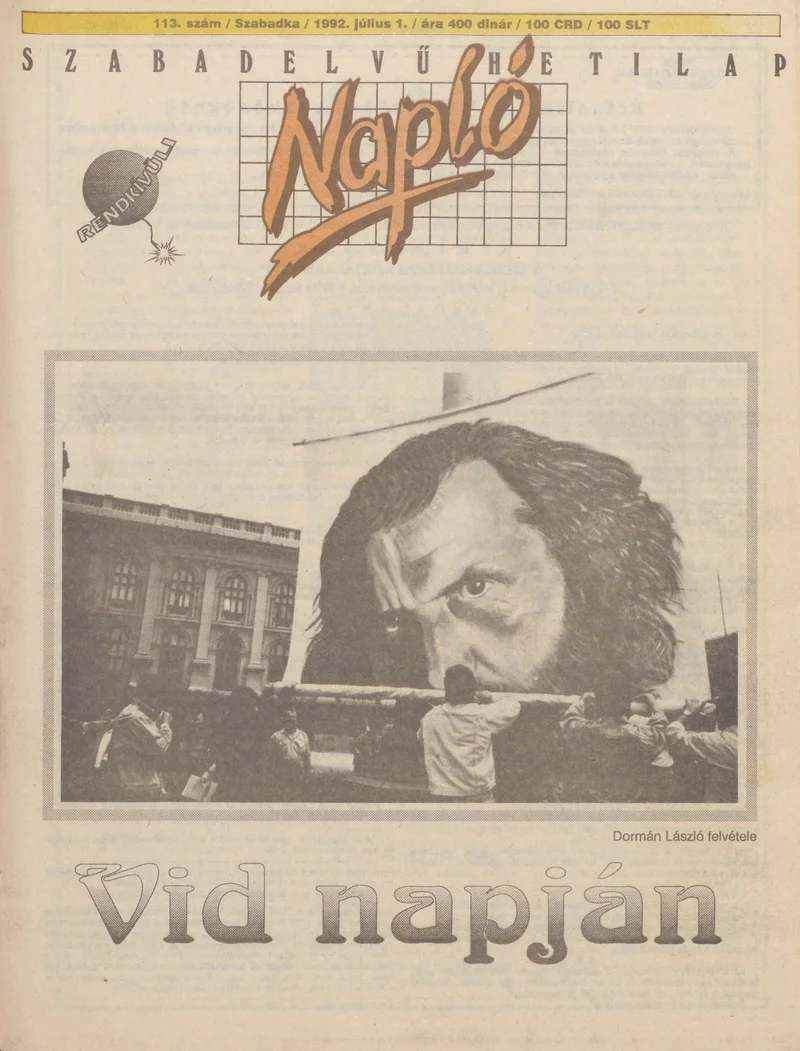 Napló - Szabadelvű hetilap, 3. évf. 1992. július 1. 113. sz.