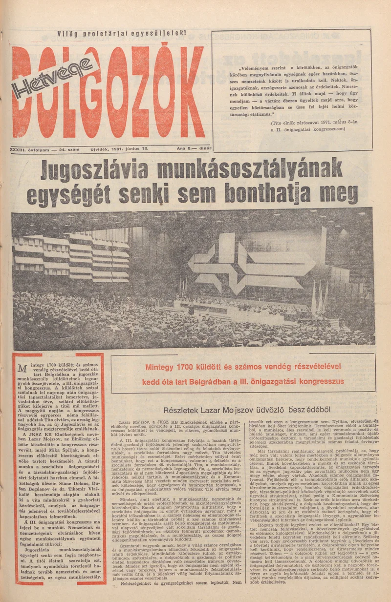 Dolgozók, 35. évf. 1981. június 18. 24. sz.