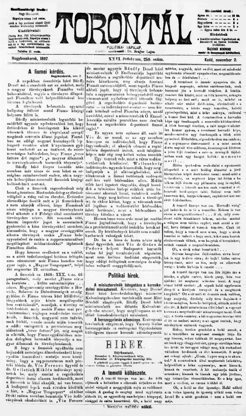 Torontál, 26. évf. 1897. november 2. 250. sz.