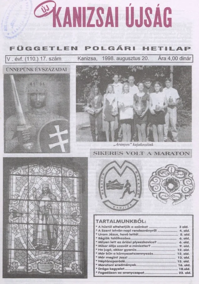 Új Kanizsai Újság, 5. évf. 1998. augusztus 20. 17. sz.
