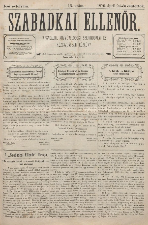 Szabadkai Ellenőr, 1. évf. 1879. április 24. 16. sz.