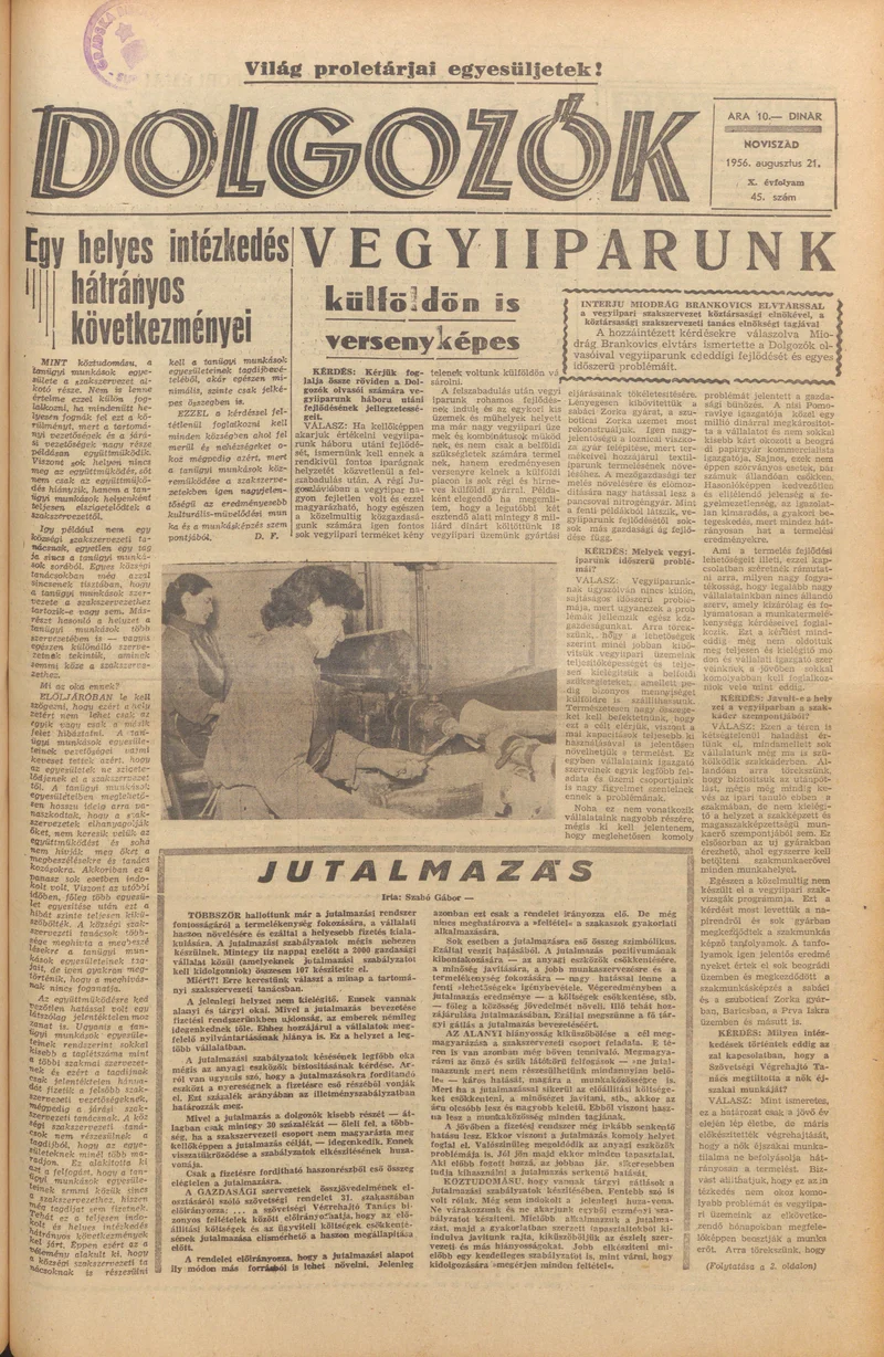 Dolgozók, 10. évf. 1956. augusztus 21. 35. sz.