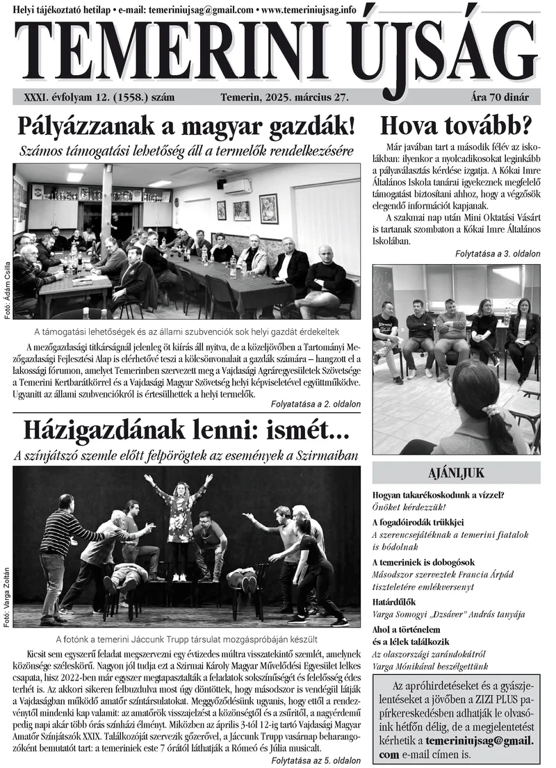 Temerini Újság, 31. évf. 2025. március 27. 12. sz.