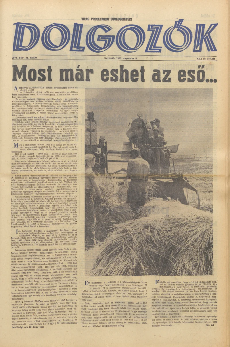 Dolgozók, 16. évf. 1962. augusztus 24. 34. sz.