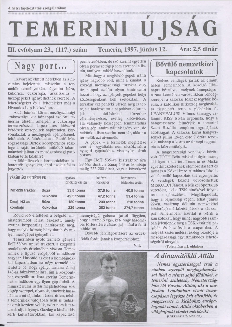 Temerini Újság, 3. évf. 1997. június 12. 23. sz.