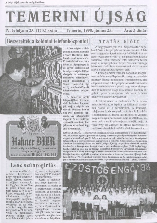 Temerini Újság, 4. évf. 1998. június 25. 25. sz.