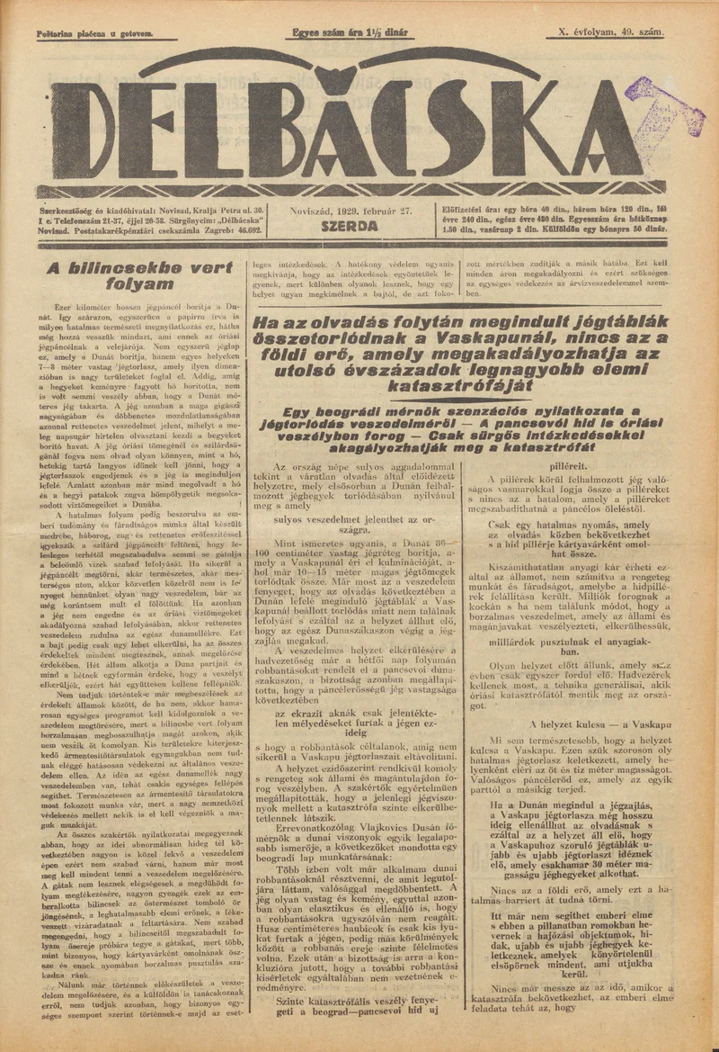 Délbácska, 10. évf. 1929. február 27. 49. sz.