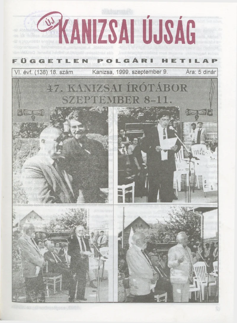 Új Kanizsai Újság, 6. évf. 1999. szeptember 9. 18. sz.