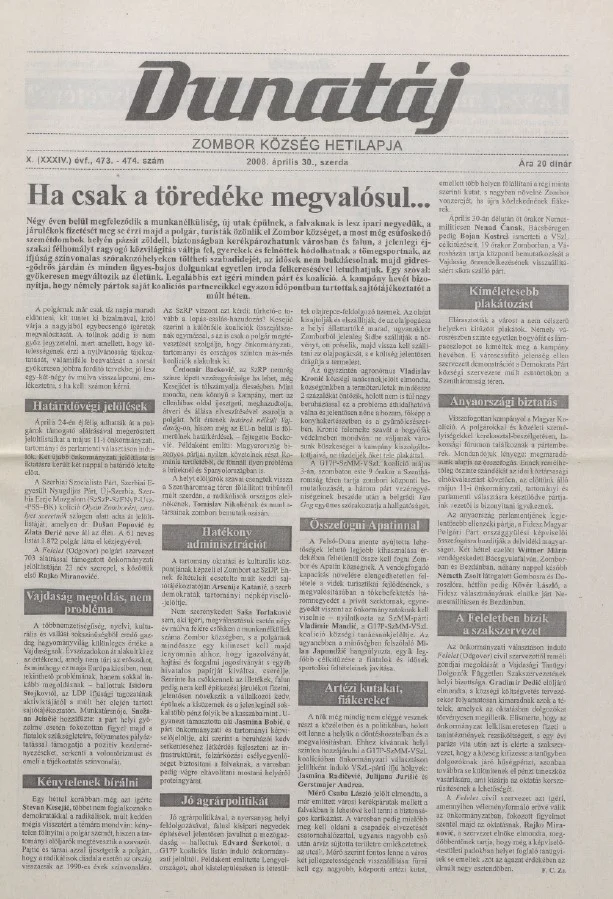 Dunatáj, 10. évf. 2008. április 30. 473–474. sz.