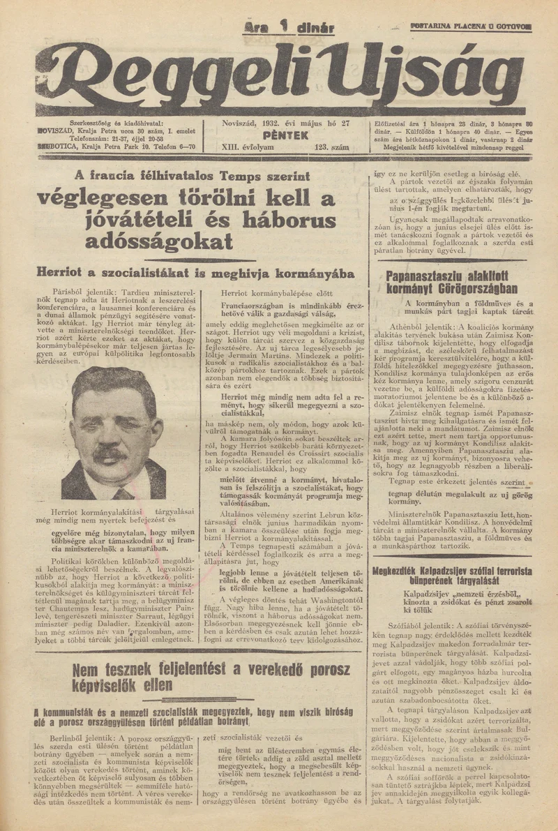 Reggeli Újság, 13. évf. 1932. május 27. 123. sz.