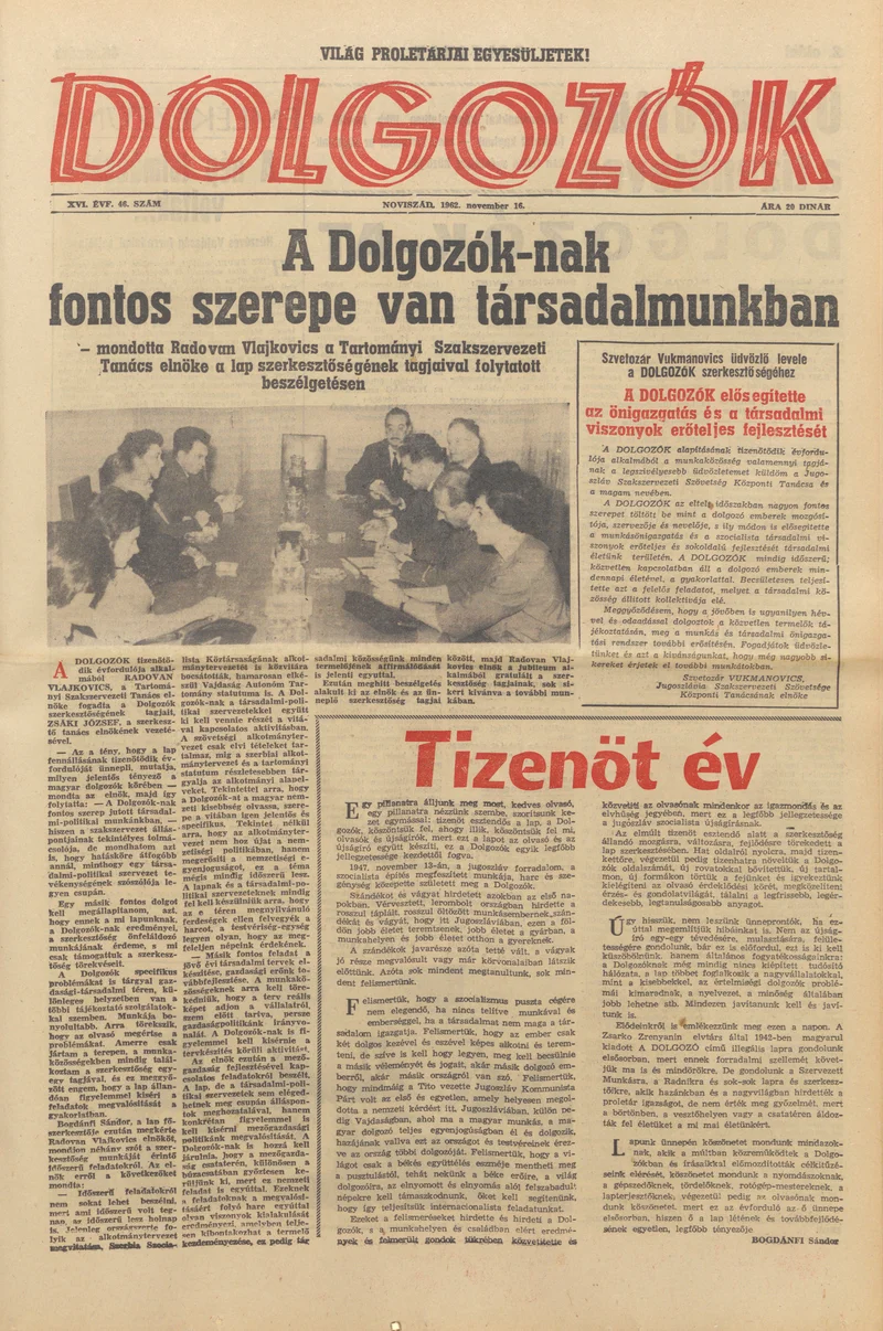 Dolgozók, 16. évf. 1962. november 16. 46. sz.