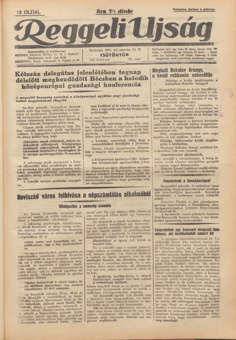 Reggeli Újság, 12. évf. 1931. március 19. 65. sz.