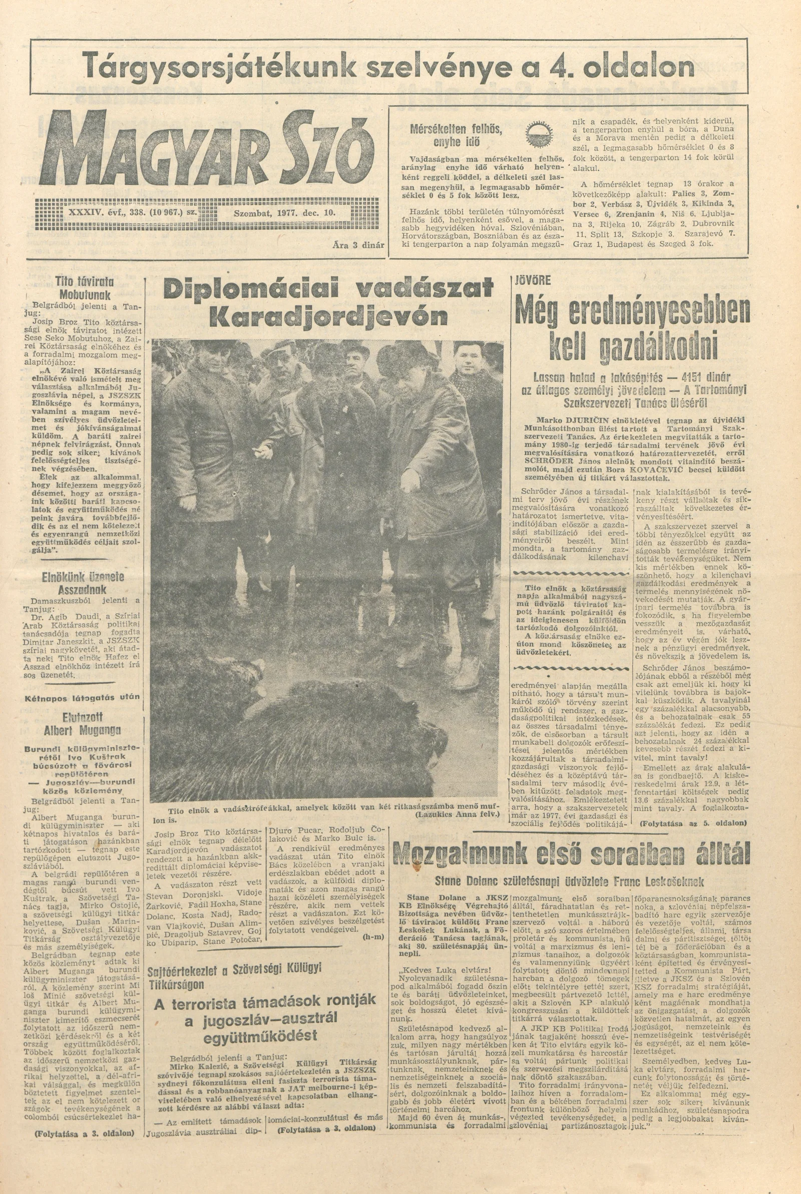 Magyar Szó, 34. évf. 1977. december 10. 338. sz.