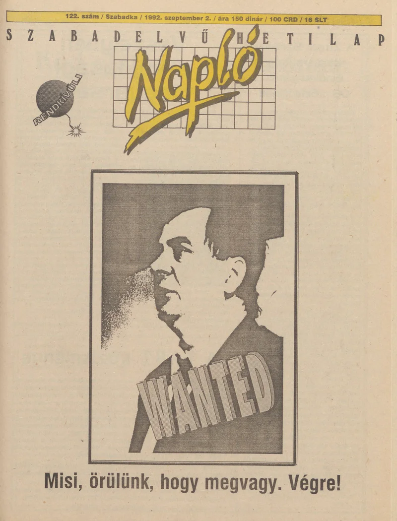 Napló - Szabadelvű hetilap, 3. évf. 1992. szeptember 2. 122. sz.