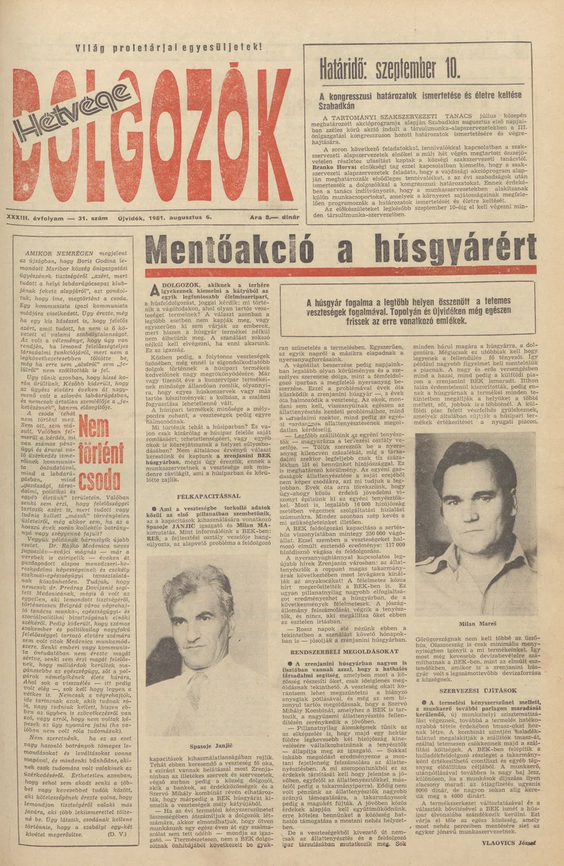 Dolgozók, 35. évf. 1981. augusztus 6. 31. sz.