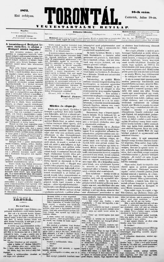 Torontál, 1. évf. 1872. július 18. 16. sz.
