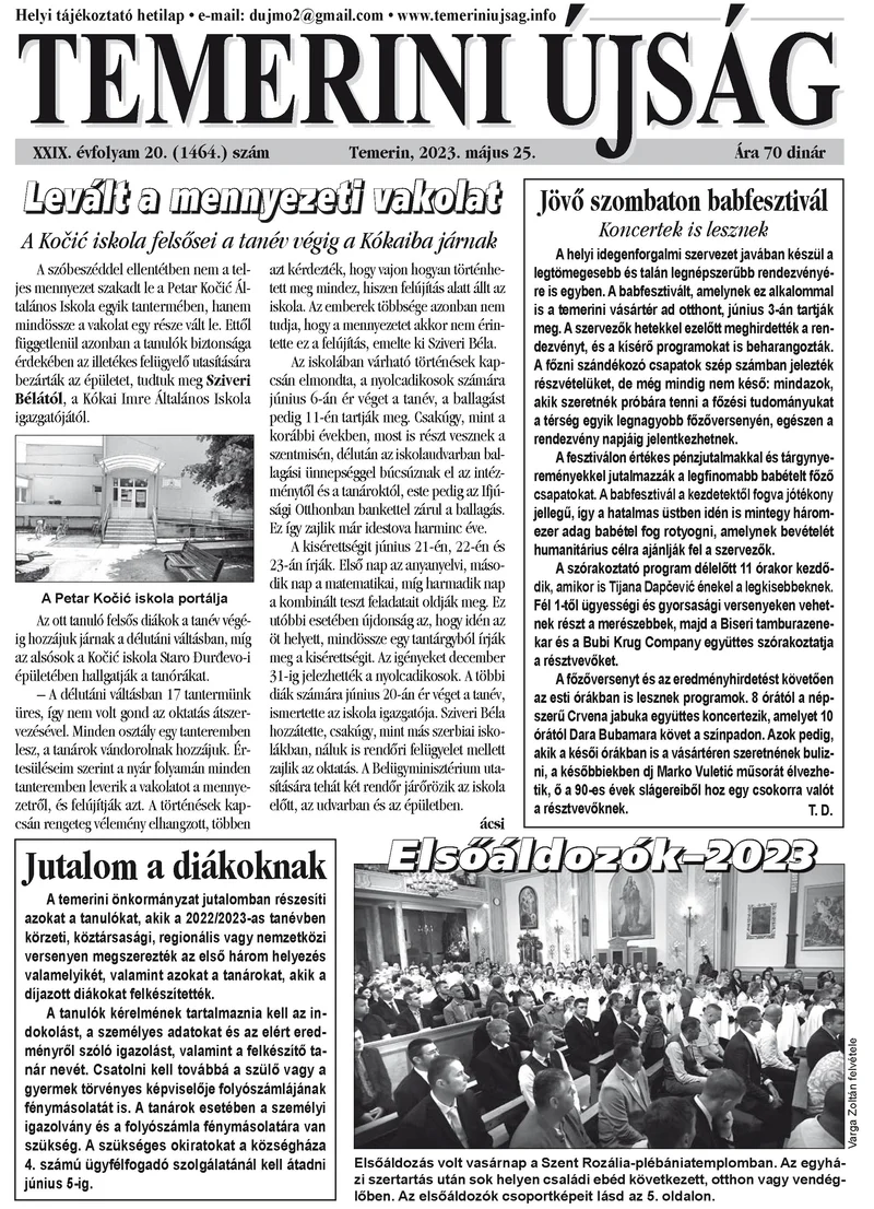 Temerini Újság, 29. évf. 2023. május 25. 20. sz.