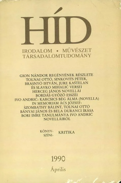 Híd, 54. évf. 1990. április. 4. sz. 385–496. oldal