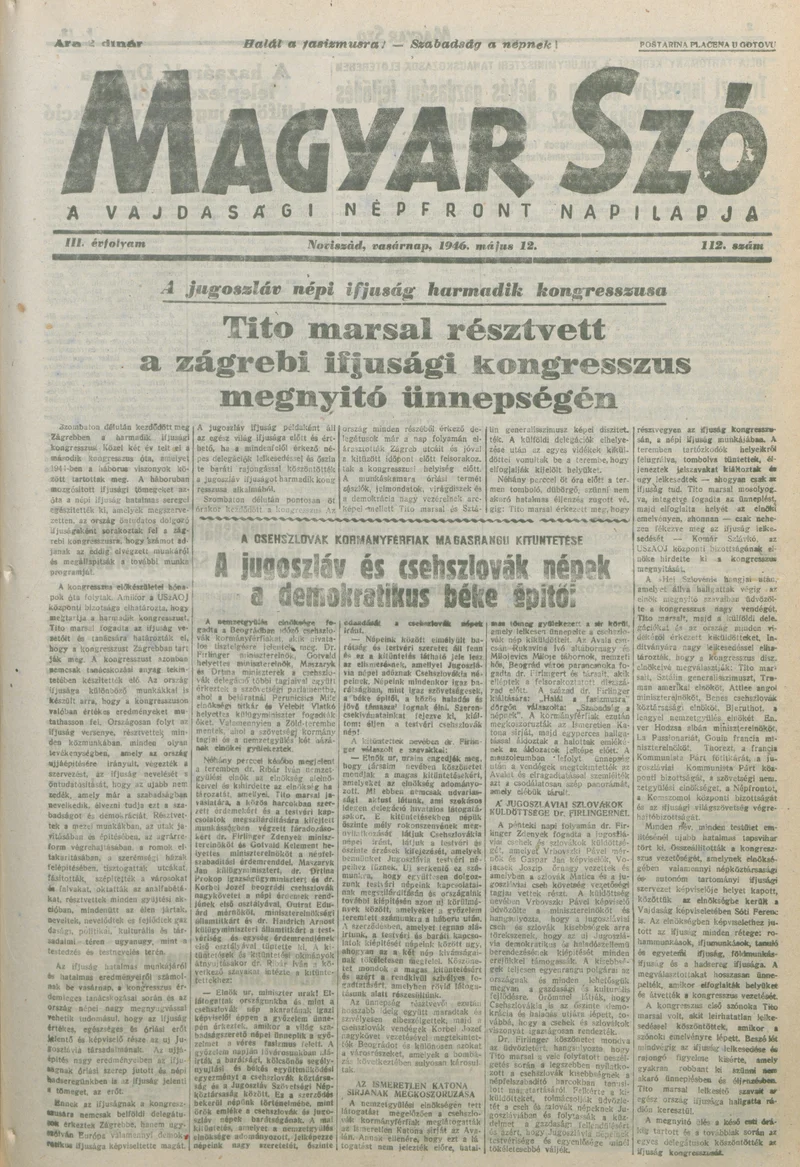 Magyar Szó, 3. évf. 1946. május 12. 112. sz. 1–8. oldal
