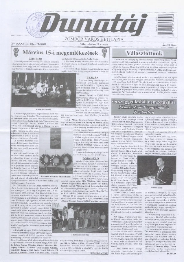 Dunatáj, 16. évf. 2014. március 19. 774. sz.