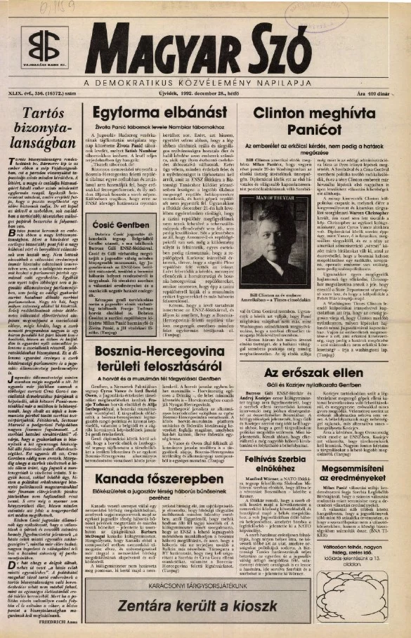 Magyar Szó, 49. évf. 1992. december 28. 356. sz. 1–16. oldal