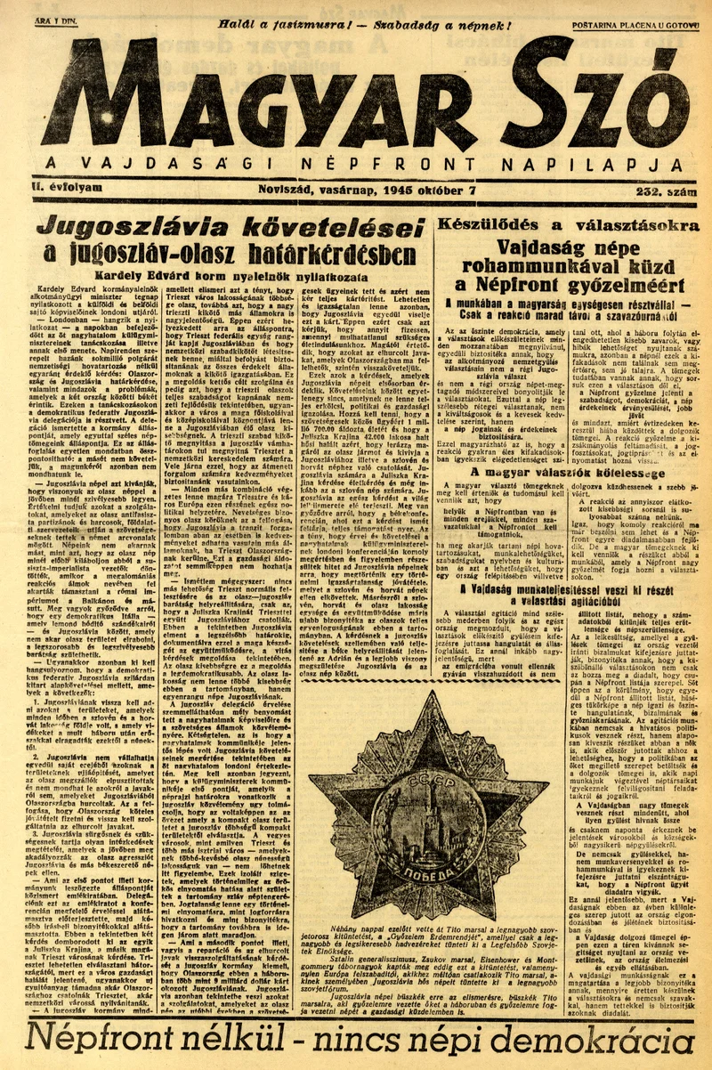 Magyar Szó, 2. évf. 1945. október 7. 232. sz. 1–8. oldal