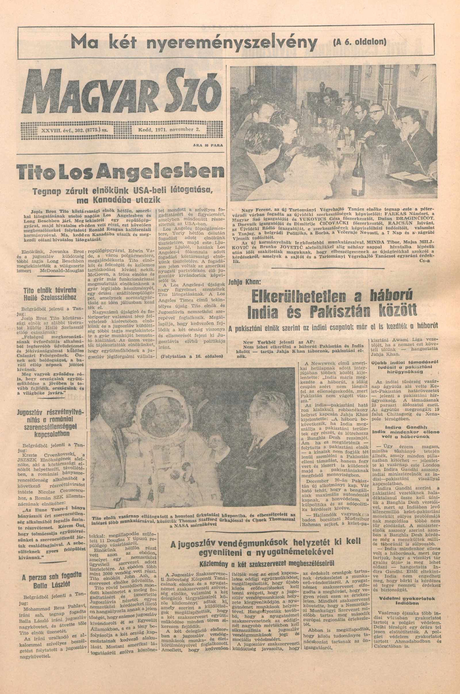 Magyar Szó, 28. évf. 1971. november 2. 302. sz. 1–16. oldal