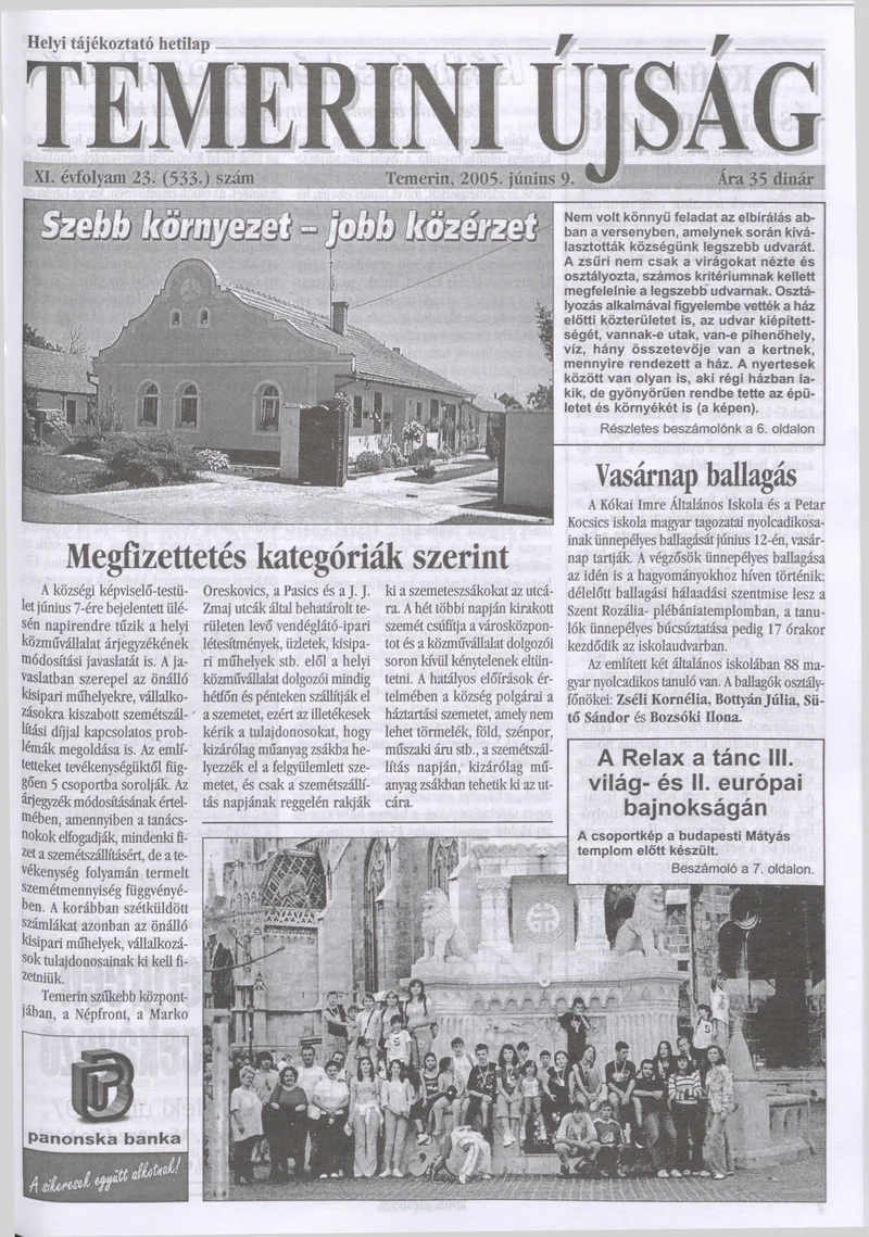 Temerini Újság, 11. évf. 2005. június 9. 23. sz.