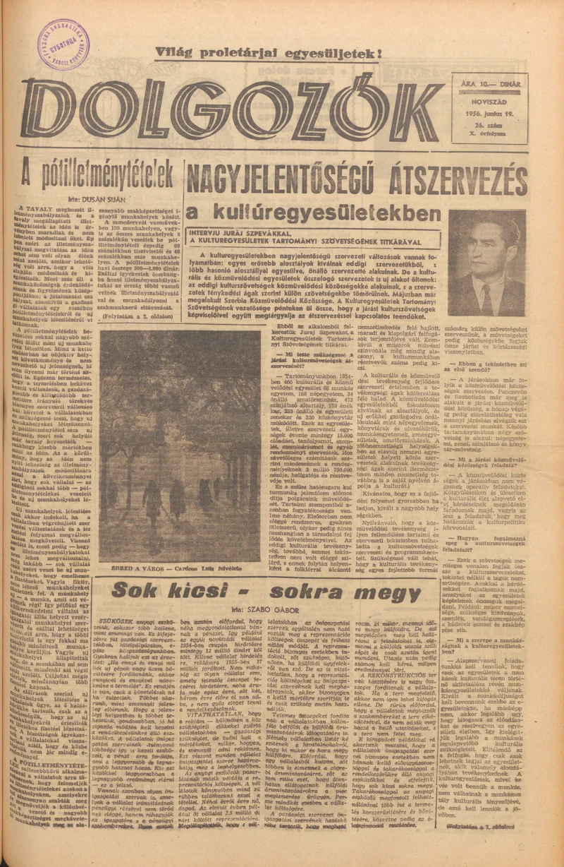 Dolgozók, 10. évf. 1956. június 19. 26. sz.