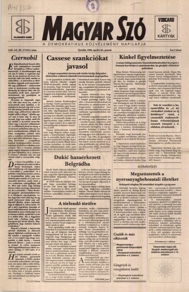 Magyar Szó, 53. évf. 1996. április 26. 99. sz. 1–16. oldal