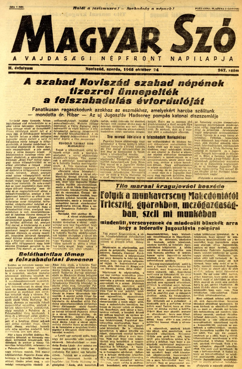 Magyar Szó, 2. évf. 1945. október 24. 247. sz. 1–4. oldal