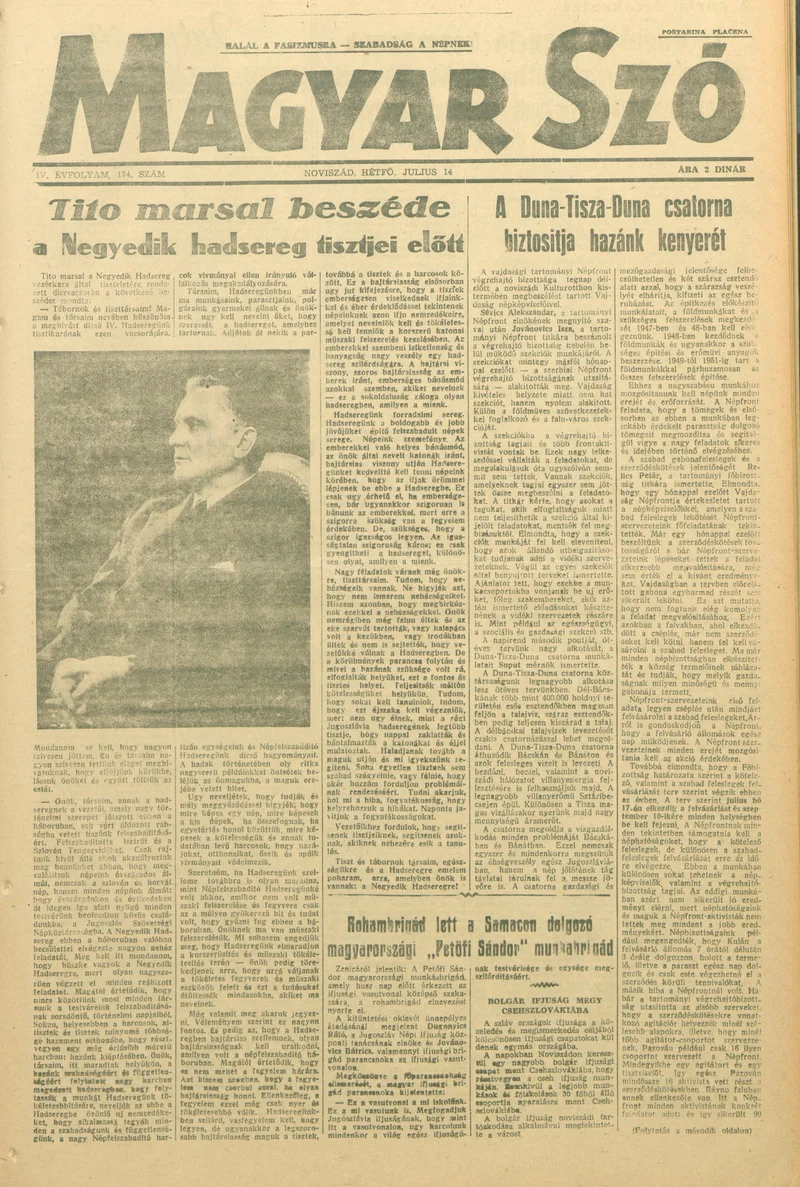 Magyar Szó, 4. évf. 1947. július 14. 174. sz. 1–4. oldal